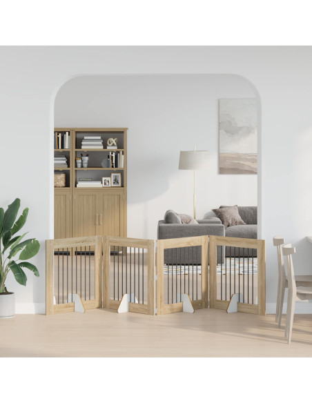 Cancello per cani con supporti 4 pcs Rovere Sonoma 80 x 80 cm