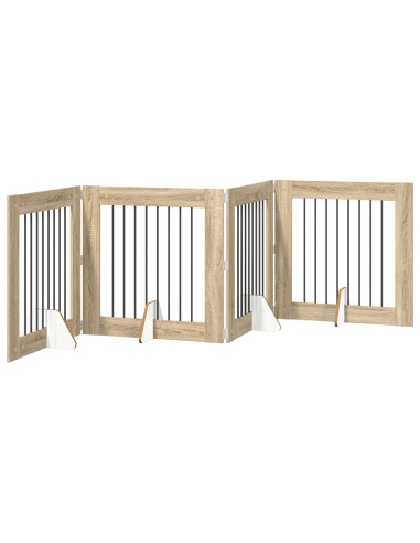 Cancello per cani con supporti 4 pcs Rovere Sonoma 80 x 80 cm