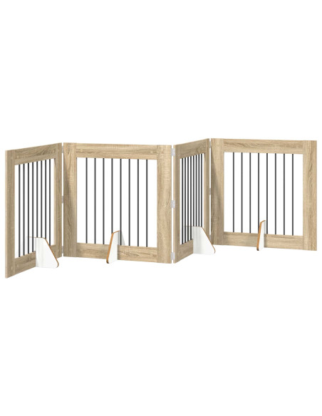 Cancello per cani con supporti 4 pcs Rovere Sonoma 80 x 80 cm