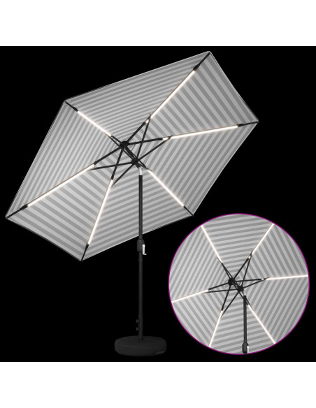 Parasol da Giardino con Luci LED 300 x 300 cm Poliestere
