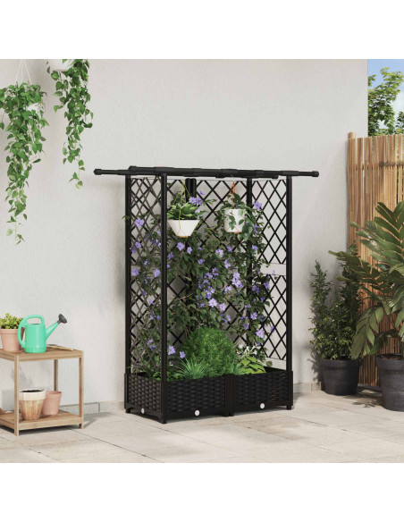 Letto Rialzato con Griglia e Tetto Nero 124 x 40 x 123 cm PP