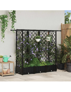 Letto Rialzato con Griglia e Tetto Nero 164 x 40 x 123 cm PP