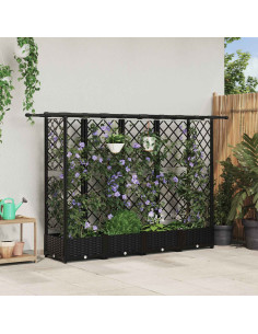 Letto Rialzato con Griglia e Tetto Nero 202,5 x 40 x 123 cm PP