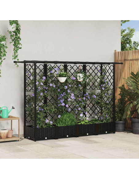 Letto Rialzato con Griglia e Tetto Nero 202,5 x 40 x 123 cm PP