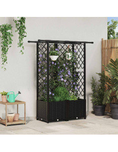 Letto Rialzato con Griglia e Tetto Nero 124 x 40 x 138 cm PP