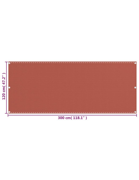 Schermo Frangivista per Balcone Terracotta 120x300 cm in HDPE