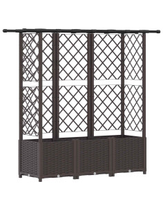 Letto Rialzato con Griglia e Tetto Marrone 163,5 x 40 x 138 cm 2