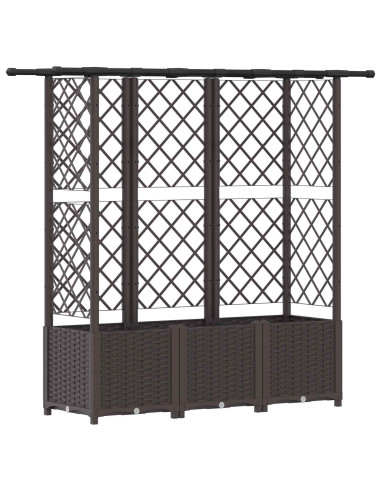 Letto Rialzato con Griglia e Tetto Marrone 163,5 x 40 x 138 cm