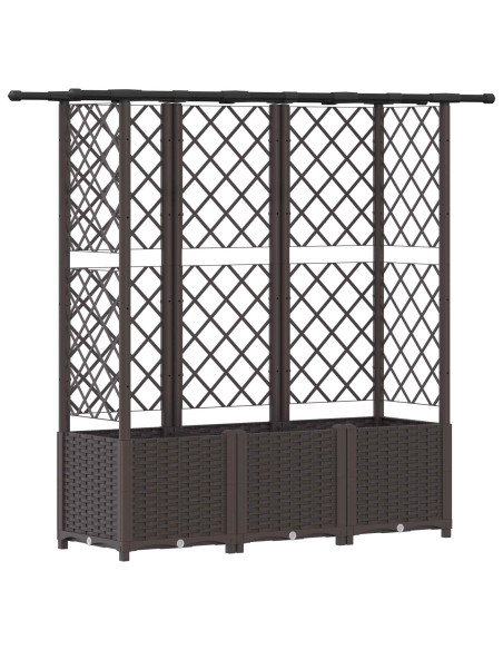 Letto Rialzato con Griglia e Tetto Marrone 163,5 x 40 x 138 cm