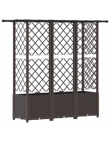 Letto Rialzato con Griglia e Tetto Marrone 163,5 x 40 x 138 cm