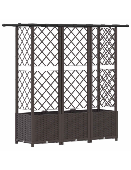 Letto Rialzato con Griglia e Tetto Marrone 163,5 x 40 x 138 cm