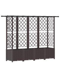 Letto Rialzato con Griglia e Tetto Marrone 202 x 40 x 138 cm PP 2