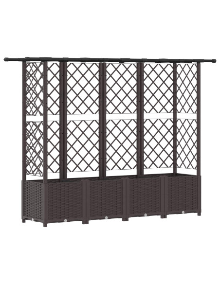 Letto Rialzato con Griglia e Tetto Marrone 202 x 40 x 138 cm PP
