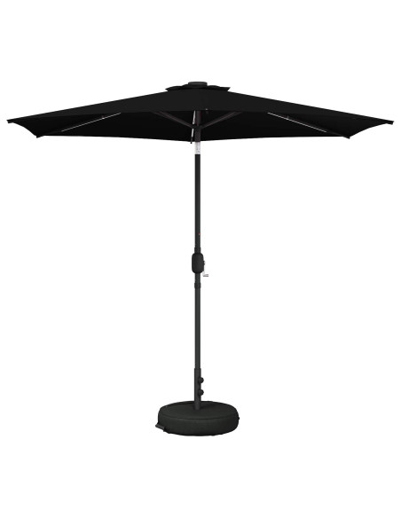 Parasol da Giardino con Luci LED 270 x 270 cm Poliestere Nero