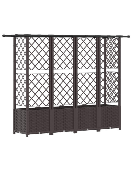 Letto Rialzato con Griglia e Tetto Marrone 202 x 40 x 138 cm PP