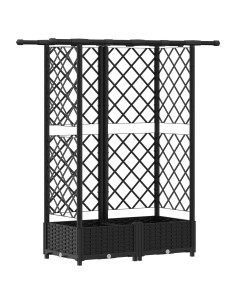 Letto Rialzato con Griglia e Tetto Nero 124 x 40 x 123 cm PP 2
