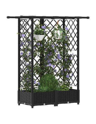 Letto Rialzato con Griglia e Tetto Nero 124 x 40 x 123 cm PP
