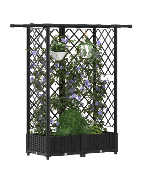 Letto Rialzato con Griglia e Tetto Nero 124 x 40 x 123 cm PP