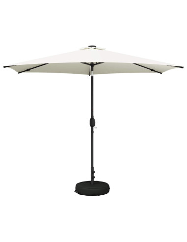 Parasol da Giardino con Luci LED 300 x 300 cm Poliestere Crema