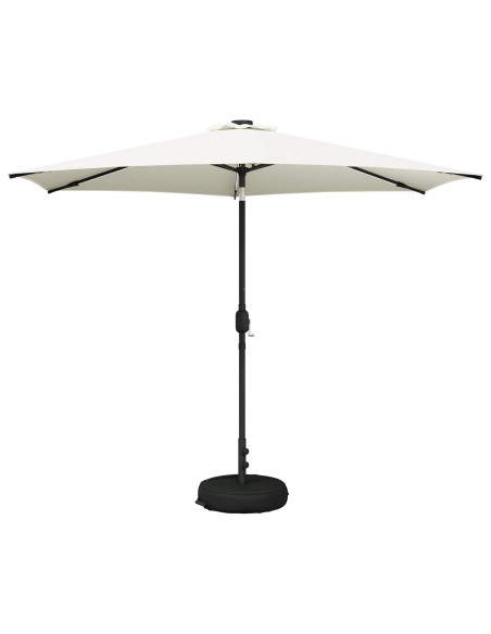 Parasol da Giardino con Luci LED 300 x 300 cm Poliestere Crema