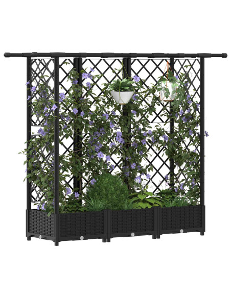 Letto Rialzato con Griglia e Tetto Nero 164 x 40 x 123 cm PP
