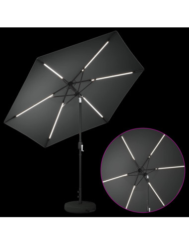 Parasol da Giardino con Luci LED 270 x 270 cm Poliestere