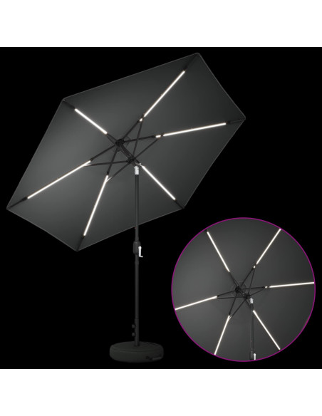 Parasol da Giardino con Luci LED 270 x 270 cm Poliestere