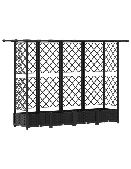 Letto Rialzato con Griglia e Tetto Nero 202,5 x 40 x 123 cm PP