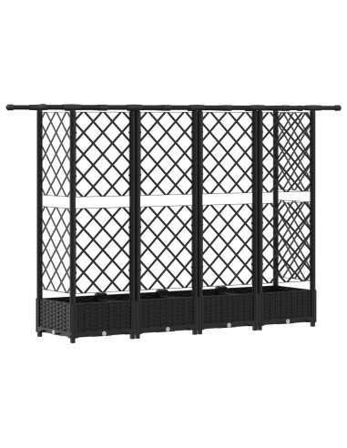 Letto Rialzato con Griglia e Tetto Nero 202,5 x 40 x 123 cm PP