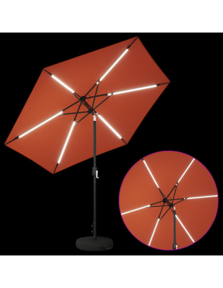 Parasol da Giardino con Luci LED 270 x 270 cm Poliestere