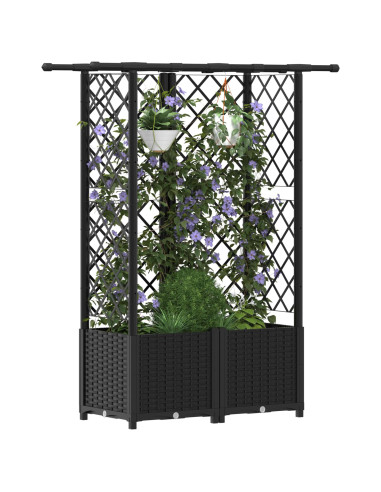 Letto Rialzato con Griglia e Tetto Nero 124 x 40 x 138 cm PP