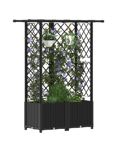 Letto Rialzato con Griglia e Tetto Nero 124 x 40 x 138 cm PP