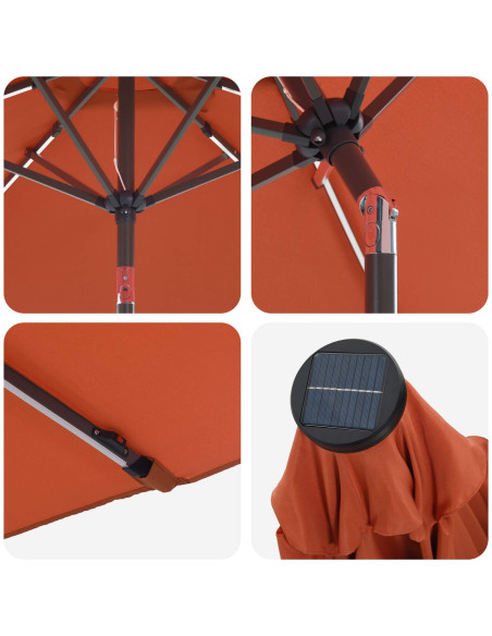 Parasol da Giardino con Luci LED 270 x 270 cm Poliestere