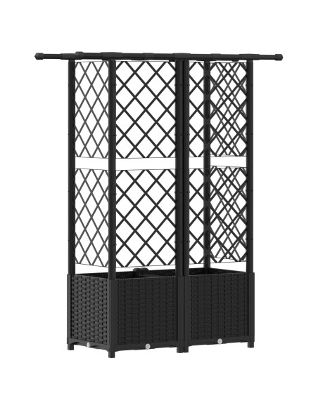 Letto Rialzato con Griglia e Tetto Nero 124 x 40 x 138 cm PP