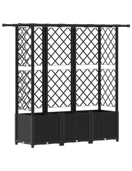 Letto Rialzato con Griglia e Tetto Nero 163,5 x 40 x 138 cm PP