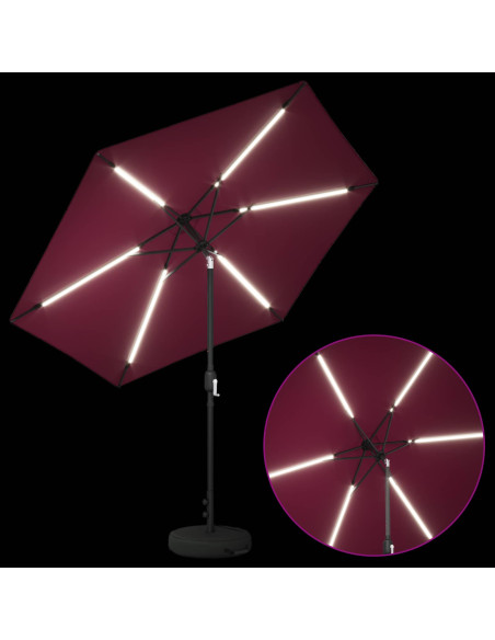 Parasol da Giardino con Luci LED 270 x 270 cm Poliestere