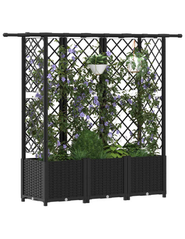 Letto Rialzato con Griglia e Tetto Nero 163,5 x 40 x 138 cm PP