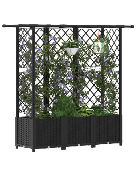 Letto Rialzato con Griglia e Tetto Nero 163,5 x 40 x 138 cm PP