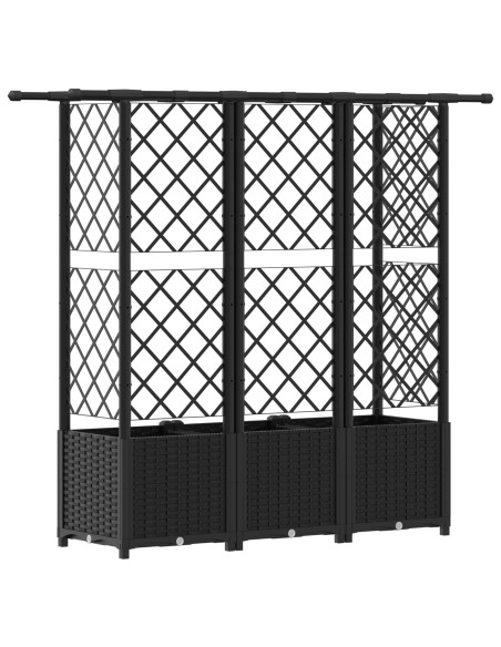 Letto Rialzato con Griglia e Tetto Nero 163,5 x 40 x 138 cm PP