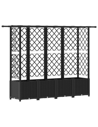 Letto Rialzato con Griglia e Tetto Nero 202 x 40 x 138 cm PP