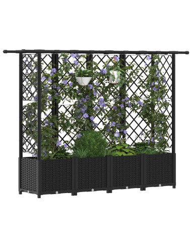Letto Rialzato con Griglia e Tetto Nero 202 x 40 x 138 cm PP