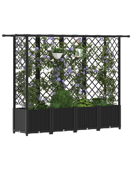 Letto Rialzato con Griglia e Tetto Nero 202 x 40 x 138 cm PP