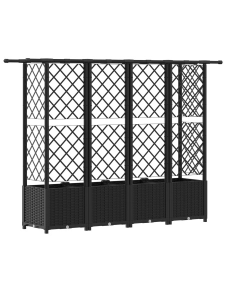 Letto Rialzato con Griglia e Tetto Nero 202 x 40 x 138 cm PP