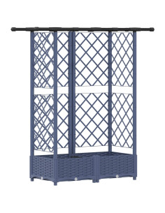 Letto Rialzato con Griglia e Tetto Grigio 124 x 40 x 123 cm PP 2
