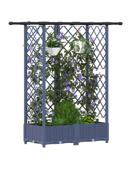 Letto Rialzato con Griglia e Tetto Grigio 124 x 40 x 123 cm PP