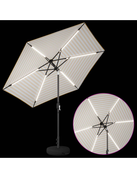 Parasol da Giardino con Luci LED 270 x 270 cm Poliestere