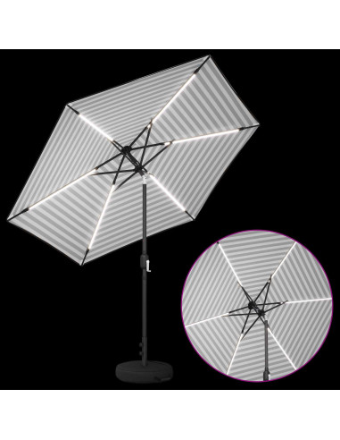 Parasol da Giardino con Luci LED 270 x 270 cm Poliestere