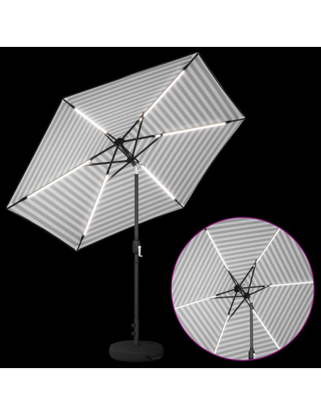 Parasol da Giardino con Luci LED 270 x 270 cm Poliestere