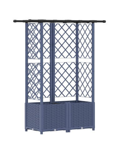 Letto Rialzato con Griglia e Tetto Grigio 124 x 40 x 138 cm PP