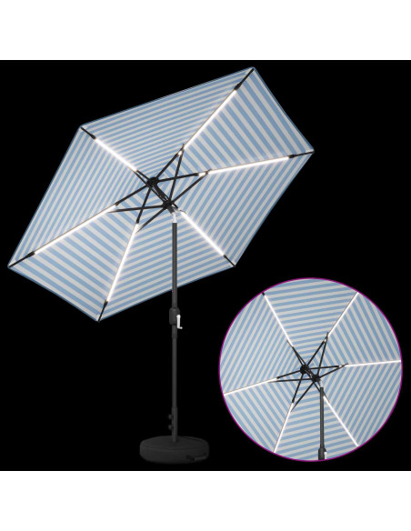 Parasol da Giardino con Luci LED 270 x 270 cm Poliestere